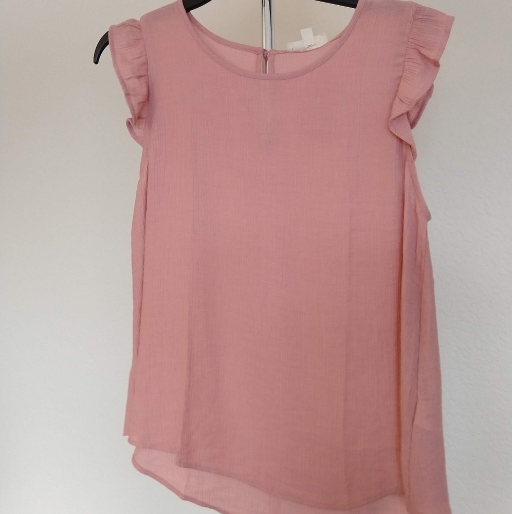 Dark peach blouse with ruffle sleeves